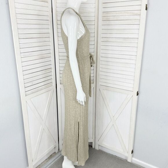 Anthropologie Amadi Caroline Knit Halter Sheath Maxi Dress Tan Small Sleeveless - Picture 3 of 12